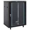 vidaXL 15U Nástenná serverová skriňa 19" IP20 čierna 60x45x86 cm