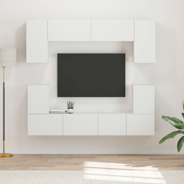 vidaXL Zostava TV skriniek Nástenný 5 pcs Biela Kompozitné drevo