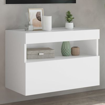 vidaXL TV nástenná skrinka s LED svetlami biela 60x30x40 cm