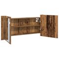 vidaXL Zrkadlový kabinet s LED Staré drevo 100 x 12 x 45 cm