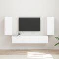 vidaXL Sada nástenného kabinetu na TV 4 ks Biela Kompozitné drevo