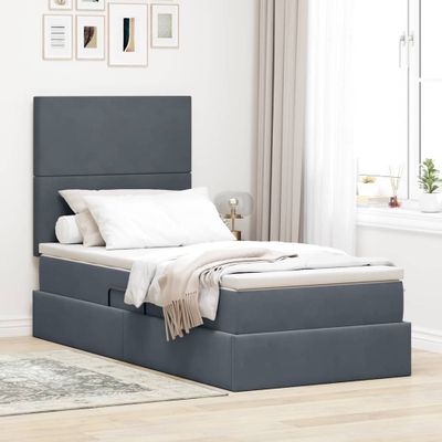vidaXL Postel s úložným prostorem a matrací Tmavo šedá 100 x 200 cm