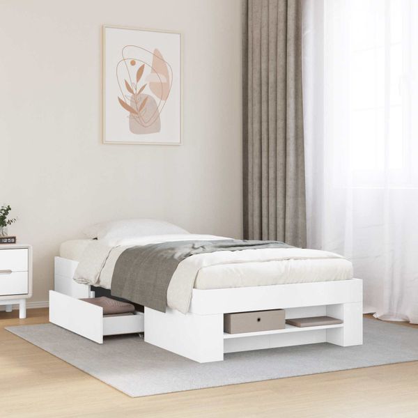 vidaXL Rám postele so skladom Biela 80 x 200 cm Kompozitné drevo