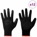 vidaXL Pracovné rukavice 12 ks Čierna 7 / S Polyester
