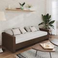 vidaXL Pohovka s matracom a USB tmavohnedá látková 90x200 cm
