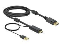 Kábel video/audio - HDMI, USB (iba napájanie) s pinmi (male) do DisplayPort s pinmi (male) - 3 m - trojnásobne tienený - čierna - podporuje 4K
