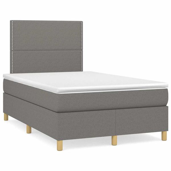 vidaXL Boxspring posteľ s matracom a LED, tmavosivá 120x190 cm, látka
