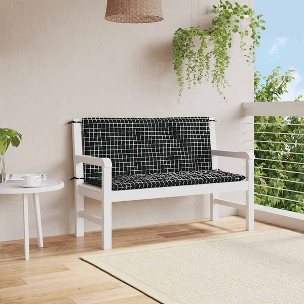 vidaXL Podložky na záhradnú lavičku2 ks čierne kocky 120x50x7 cm látka
