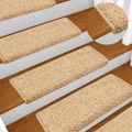 vidaXL Schodové rohože 15 ks 65x21x4 cm krémové s obdĺžnikovým okrajom