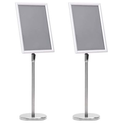 vidaXL Stojany na plagáty 2 pcs Strieborná 45 x 32,7 x 108 cm Hliník