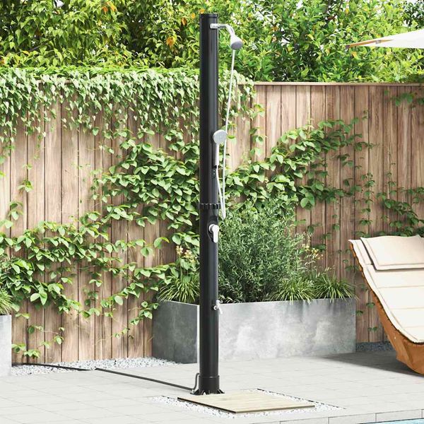 vidaXL Exteriérová slnečná sprcha Čierna 217 cm PVC a hliník
