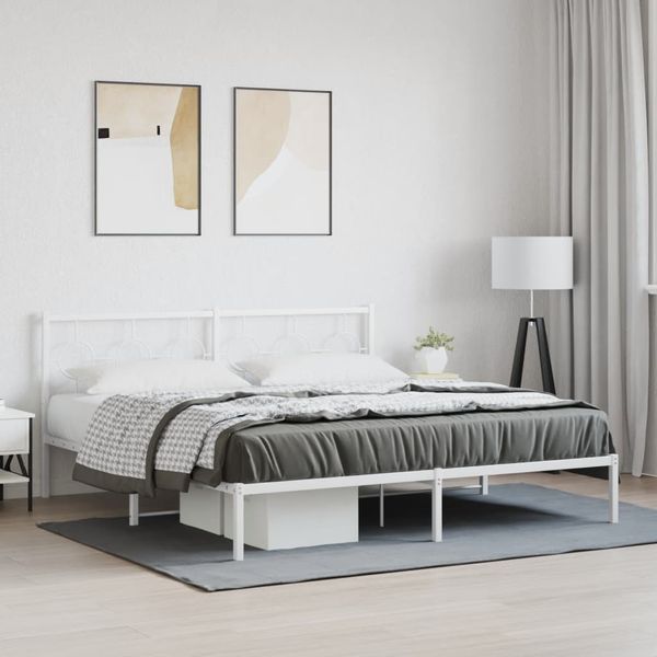 vidaXL Kovový rám postele s čelom biely 183x213 cm