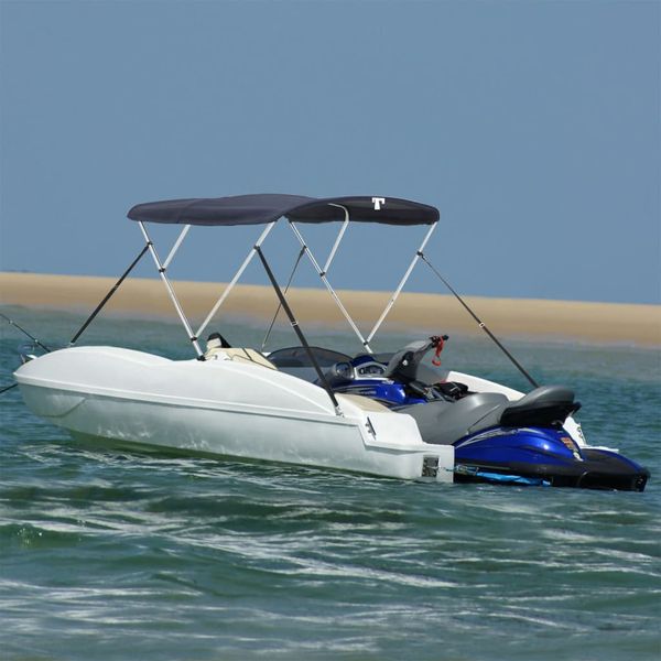 vidaXL Strieška Bimini s 3 oblúkmi a sieť. stenami 183x(185-198)x137cm