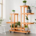 vidaXL Stojan na kvetiny s kolieskami 95x25x101 cm masívna jedľa