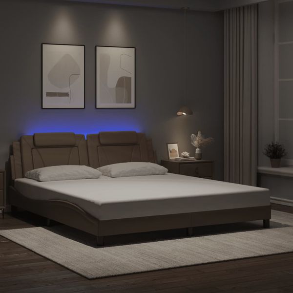 vidaXL Rám postele Viana s LED bez matraca kapučínový 180x200 cm