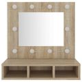vidaXL Zrkadlová skrinka s LED dub sonoma 60x31,5x62 cm