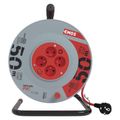 Predlžovací kábel EMOS P194504 na bubne 50m / 4 zás. / s vypínačom / červený / PVC / 230V / 1,5 mm2