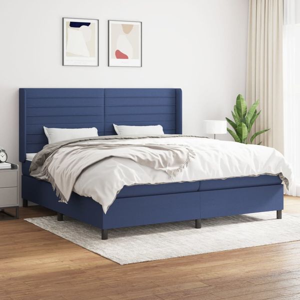 vidaXL Boxspring posteľ s matracom modrá 200x200 cm látka