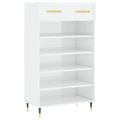 vidaXL Botník lesklý biely 60x35x105 cm spracované drevo