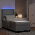 vidaXL LED box s pružinami s matracmi Svetlosivá 80 x 200 cm látka