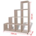 vidaXL Regál na knihy/policový regál v tvare schodov 142 cm, dekor dub