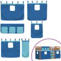 vidaXL Poschodová posteľ so závesmi modrá 80x200 cm masívna borovica