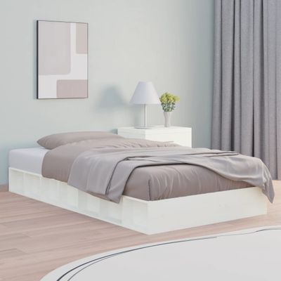 vidaXL Posteľný rám biely 75x190 cm malé jednolôžko masívne drevo