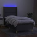 vidaXL Posteľ boxsping s matracom a LED tmavosivá 80x200 cm látka