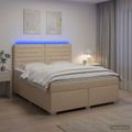 vidaXL Posteľ boxspring s matracom Krémová 140 x 200 cm Látka