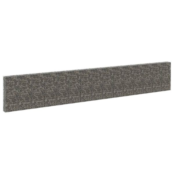 vidaXL Gabiónová stena s krytmi, pozinkovaná oceľ 900x30x150 cm