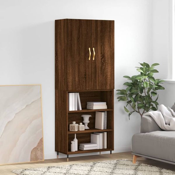 vidaXL Vysoká skrinka hnedý dub 69,5x34x180 cm spracované drevo