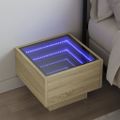 vidaXL Nočný stolík s nekonečnými LED dub sonoma 40x40x30 cm