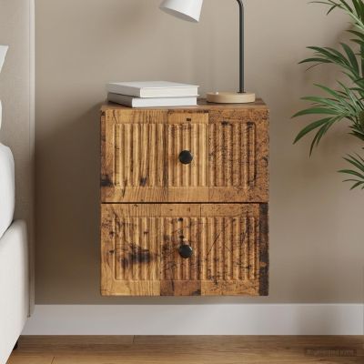 vidaXL Nástenná nočná skrinka Staré drevo 33 x 34,5 x 40 cm