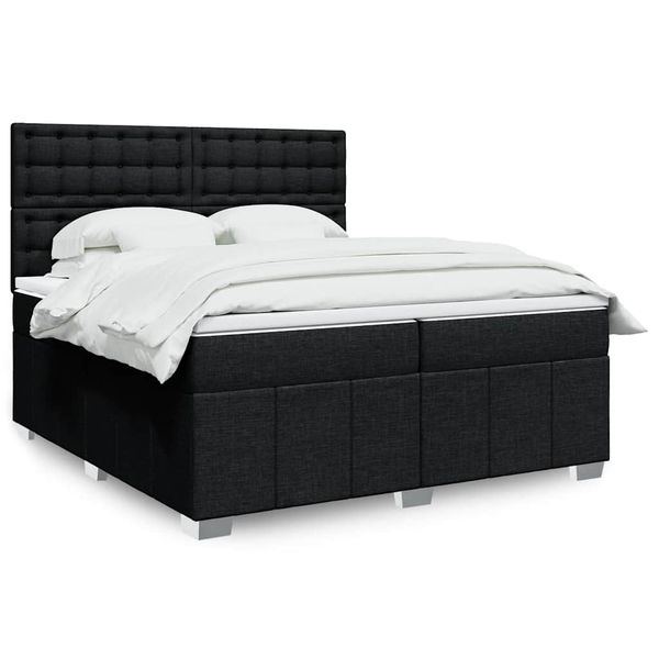 vidaXL Boxspring posteľ s matracom čierna 200x200 cm látka