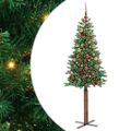 vidaXL Úzky vianočný stromček s 300 LED-i so stojanom Zelená 210 cm