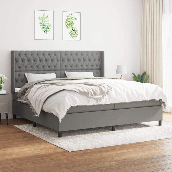vidaXL Boxspring posteľ s matracom tmavosivá 200x200 cm látka