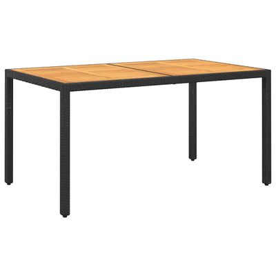 vidaXL Záhradný stôl 150x90x75 cm akáciové drevo a polyratan čierny