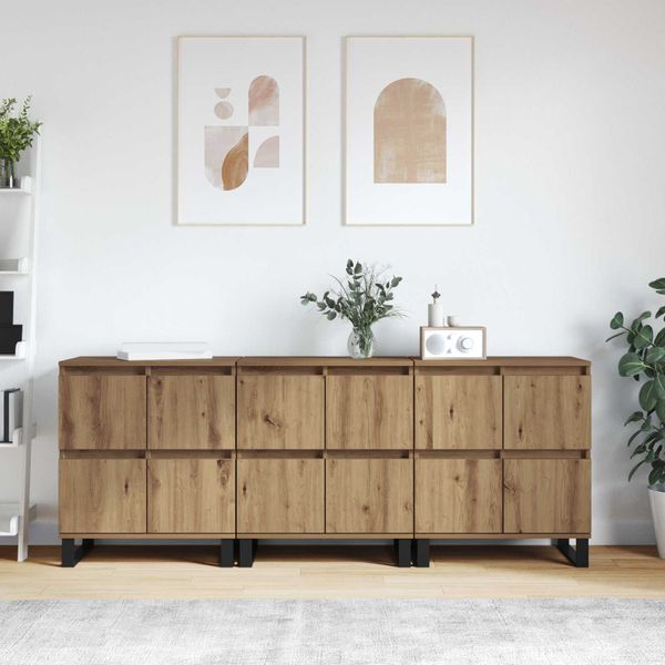 vidaXL Servírovacia skriňa 3 pcs Remeselný dub 60 x 35 x 70 cm