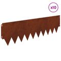 vidaXL Obrubník trávnika 10 ks 103 x 30 cm Oceľ Hrdzavý