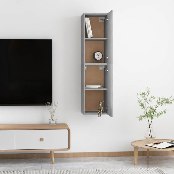 vidaXL | Nástenný TV kabinet | 2 pcs Betónová šedá 31 x 30 x 60 cm