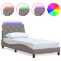 vidaXL Rám postele s LED podsvietením bez matraca, sivohnedá 80x200 cm, látka