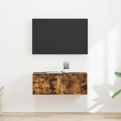 vidaXL TV nástenná skriňa Nástenný 2 pcs Dymová dub 39 x 31 x 29,5 cm