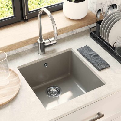 vidaXL Drez Sivá 430 x 460 mm 80% Kvárc a 20% Živica