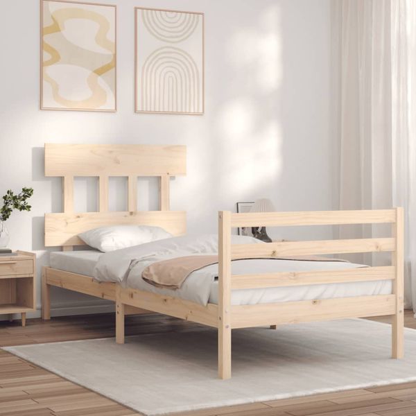 vidaXL Rám postele s čelom 100x200 cm masívne drevo