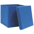 vidaXL Úložné boxy s vekom 10 ks, 28x28x28 cm, modré