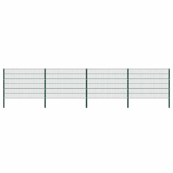 vidaXL Plotový panel so stĺpikmi, železný 694,5x120 cm, zelený