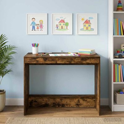 vidaXL Postelový stôl Dymový dub Kompozitné drevo 100 x 45 x 75 cm