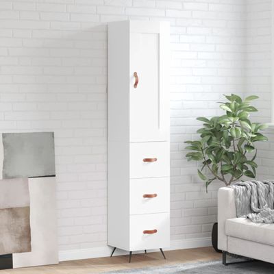 vidaXL Vysoká skrinka biela 34,5x34x180 cm spracované drevo