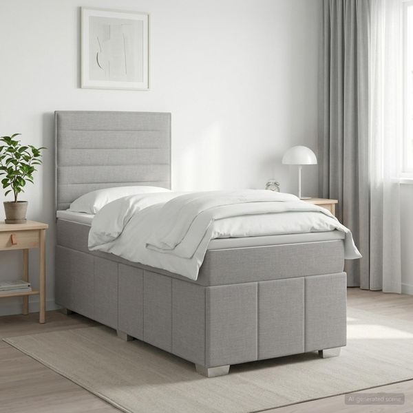 vidaXL LED boxspring posteľ s matracom Svetlosivá 80 x 200 cm Látka