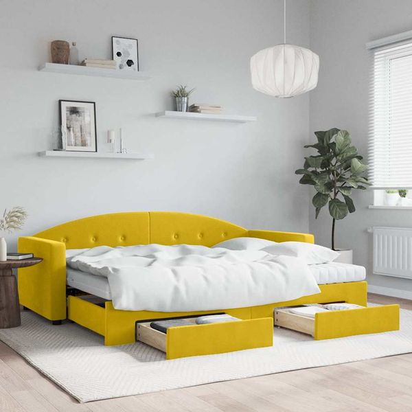 vidaXL Rozkladacia denná posteľ s matracmi žltá 80x200 cm zamat